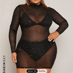 Mock neck rhinestone bodycon dress